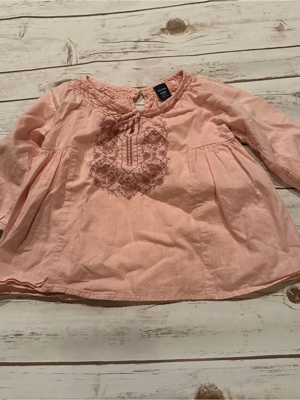 Gap pink blouse with embroidered floral design, vguc size 3 years